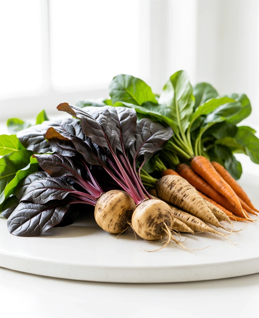 Verse nutrientrijke groenten op een aanrecht